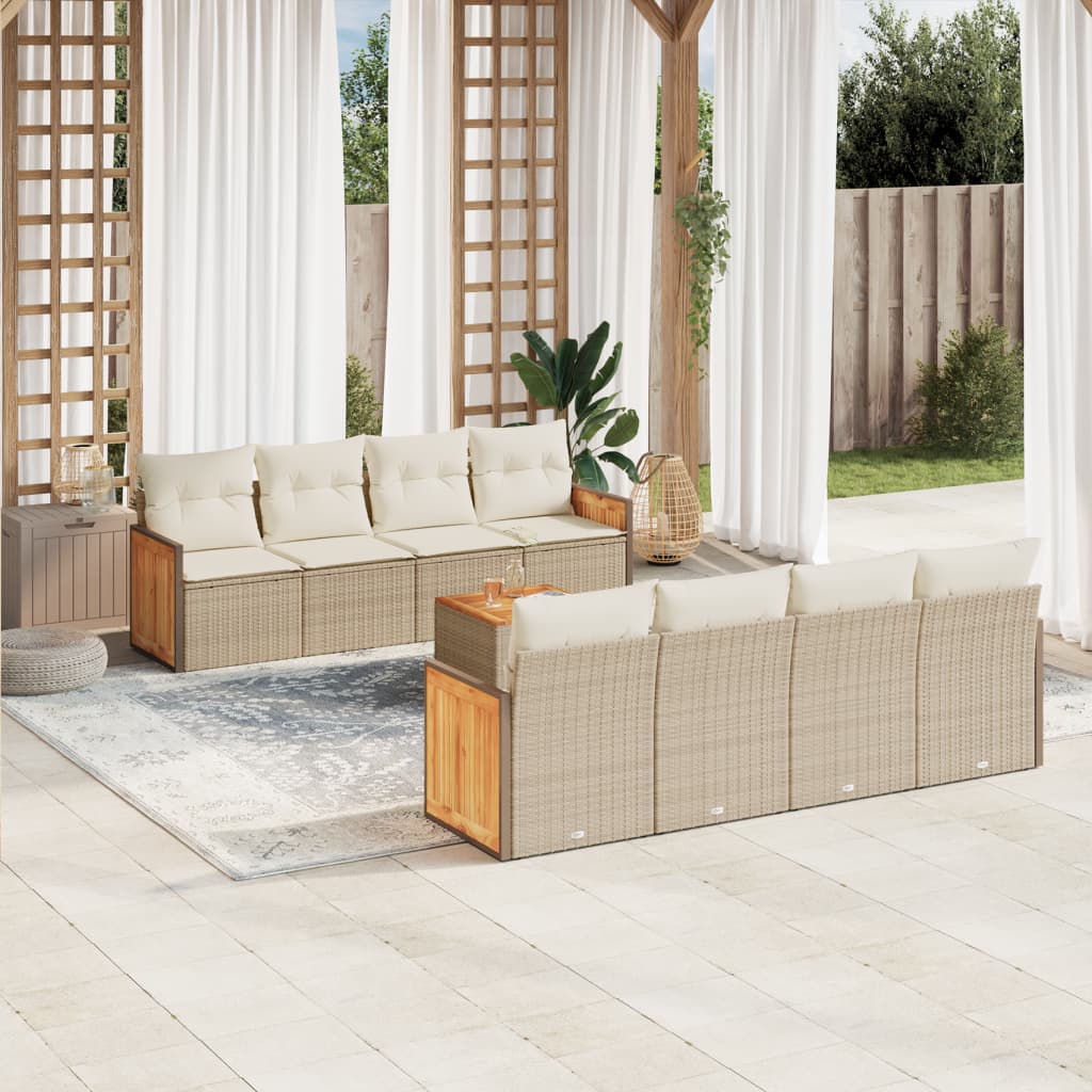 9-delige Loungeset met kussens poly rattan beige is nu te koop bij PeponiXL, paradijselijk wonen!