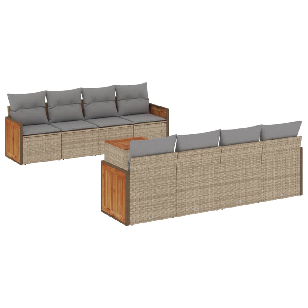 9-delige Loungeset met kussens poly rattan beige is nu te koop bij PeponiXL, paradijselijk wonen!