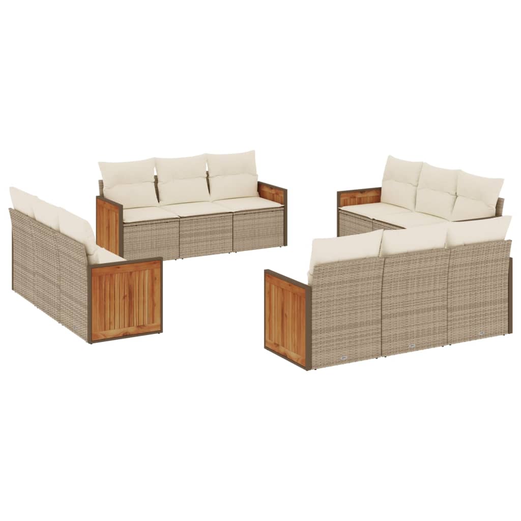 12-delige Loungeset met kussens poly rattan beige is nu te koop bij PeponiXL, paradijselijk wonen!