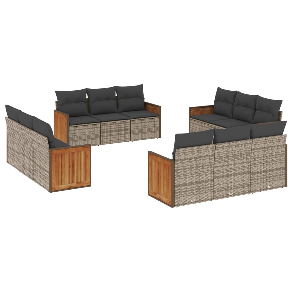 12-delige Loungeset met kussens poly rattan grijs is nu te koop bij PeponiXL, paradijselijk wonen!