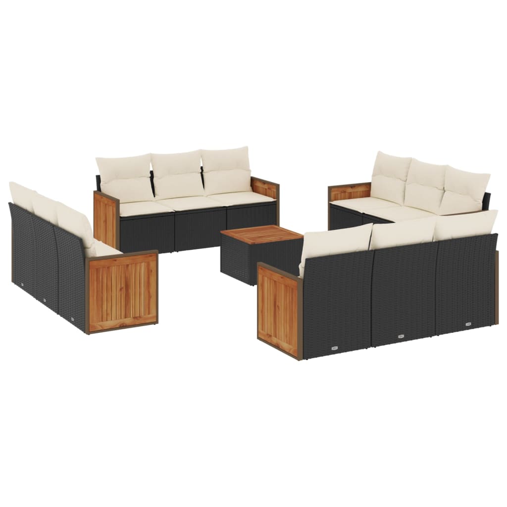 13-delige Loungeset met kussens poly rattan zwart is nu te koop bij PeponiXL, paradijselijk wonen!