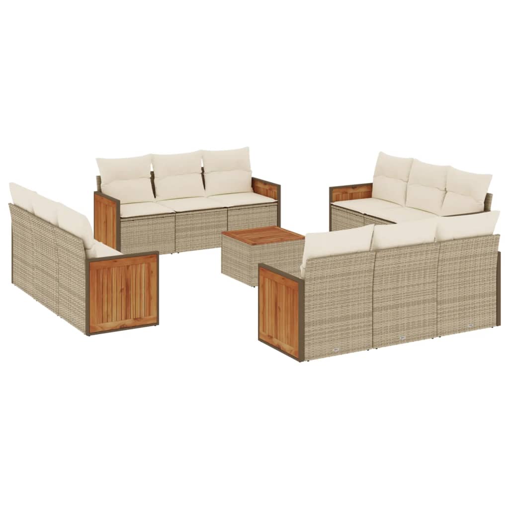 13-delige Loungeset met kussens poly rattan beige is nu te koop bij PeponiXL, paradijselijk wonen!