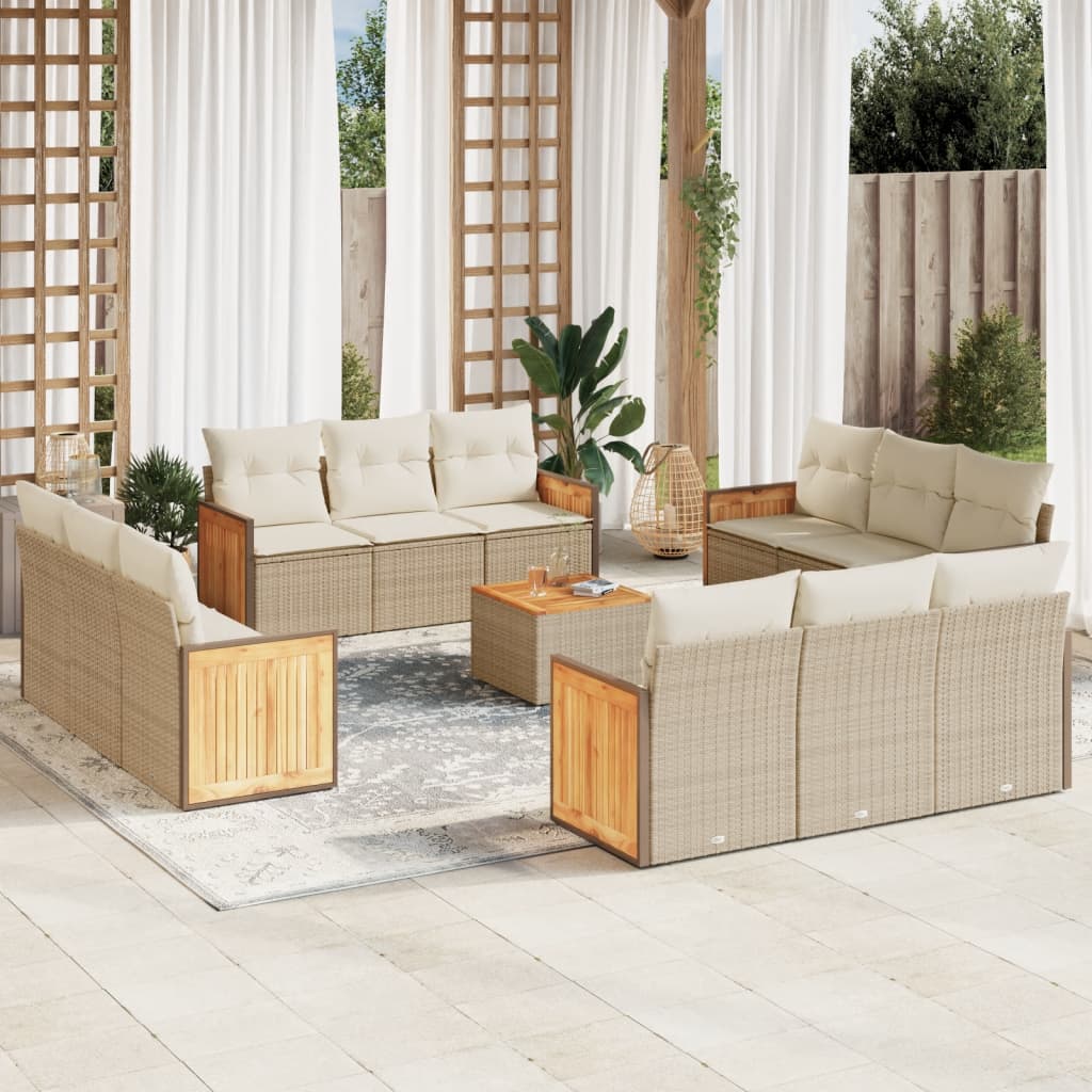13-delige Loungeset met kussens poly rattan beige is nu te koop bij PeponiXL, paradijselijk wonen!
