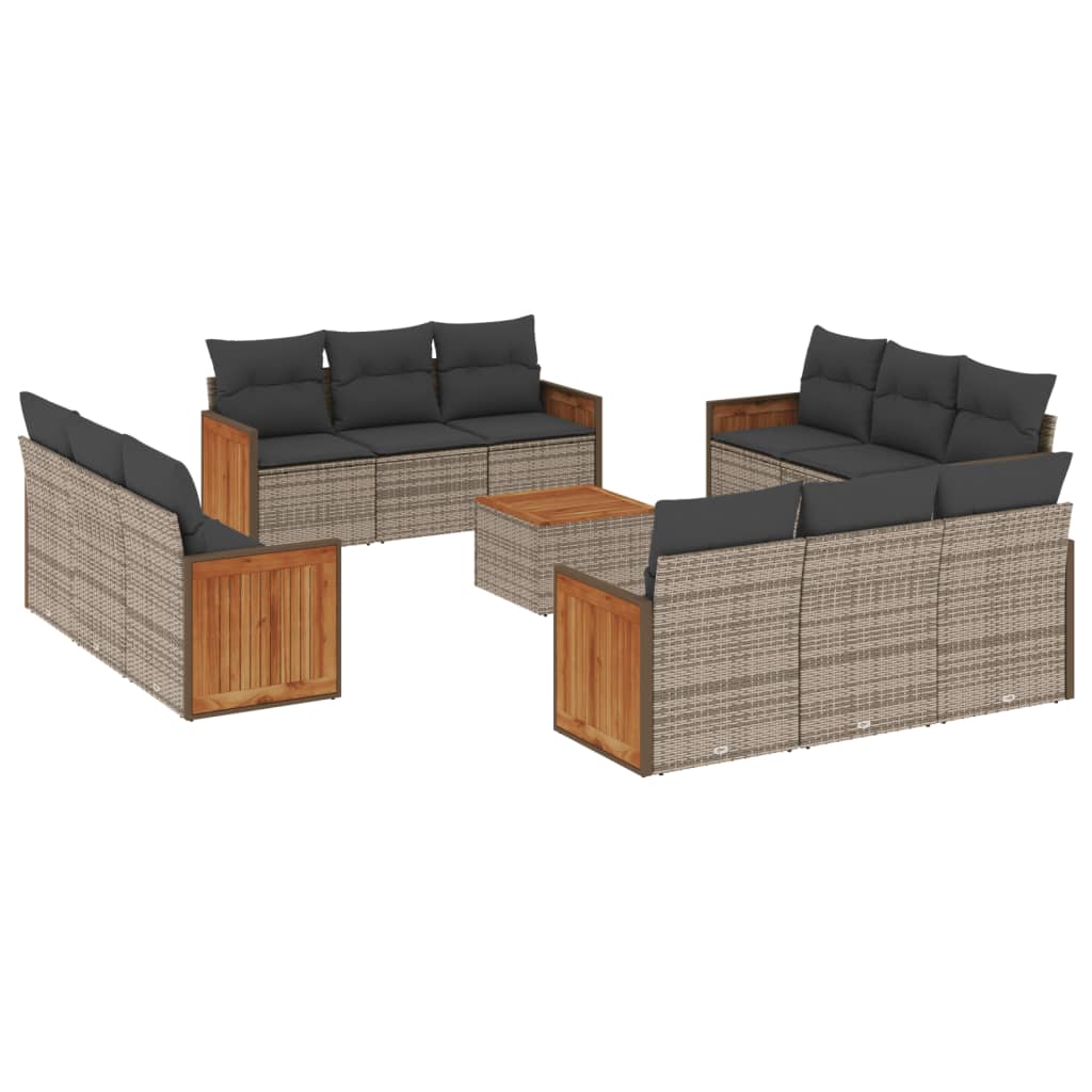 13-delige Loungeset met kussens poly rattan grijs is nu te koop bij PeponiXL, paradijselijk wonen!