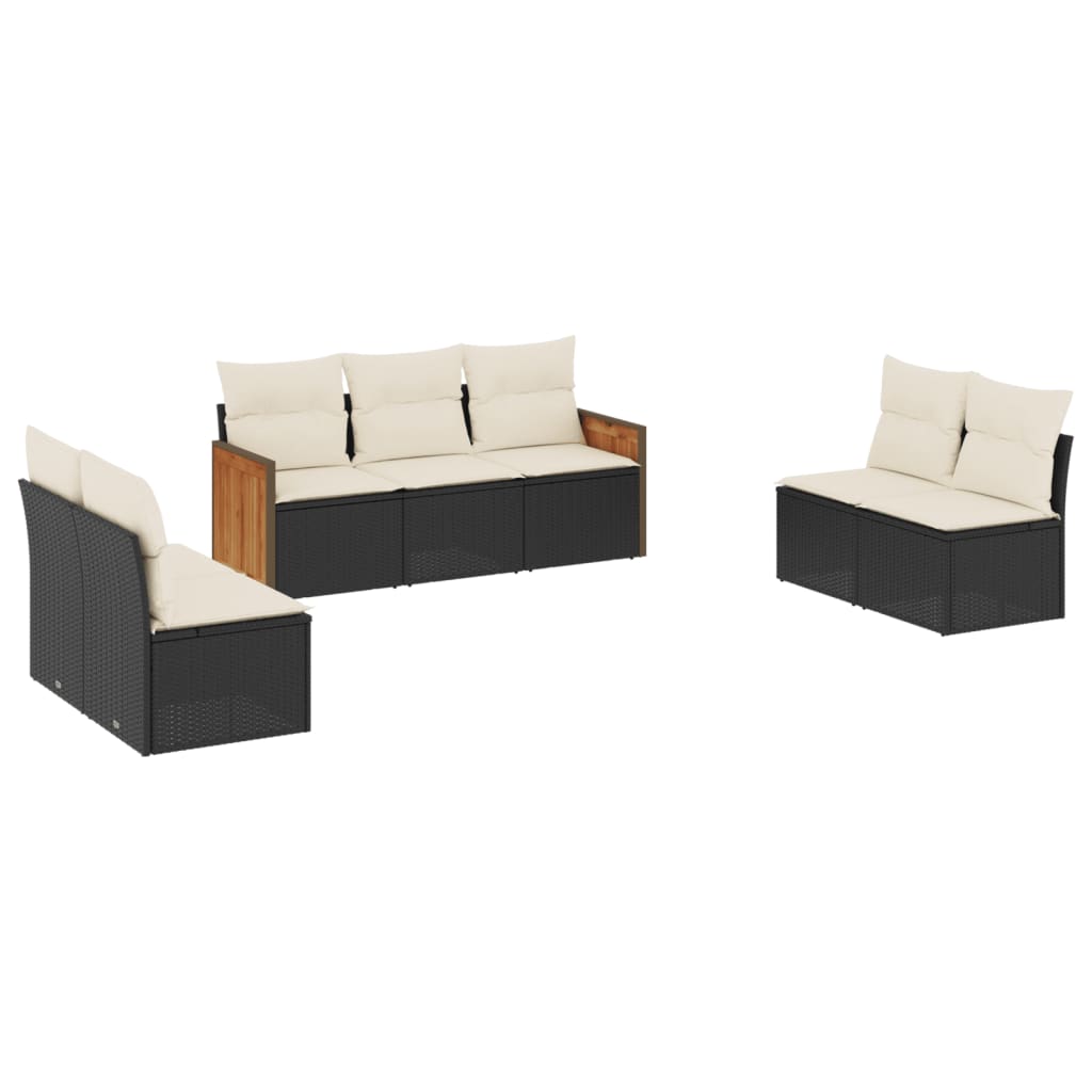 7-delige Loungeset met kussens poly rattan zwart is nu te koop bij PeponiXL, paradijselijk wonen!