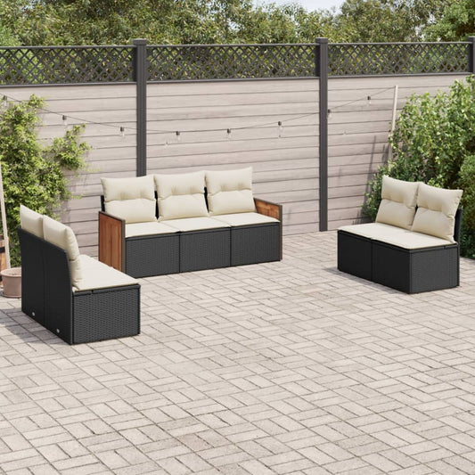 7-delige Loungeset met kussens poly rattan zwart is nu te koop bij PeponiXL, paradijselijk wonen!