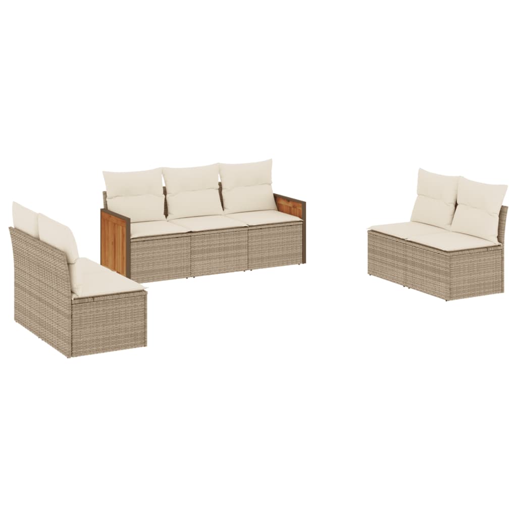 7-delige Loungeset met kussens poly rattan beige is nu te koop bij PeponiXL, paradijselijk wonen!