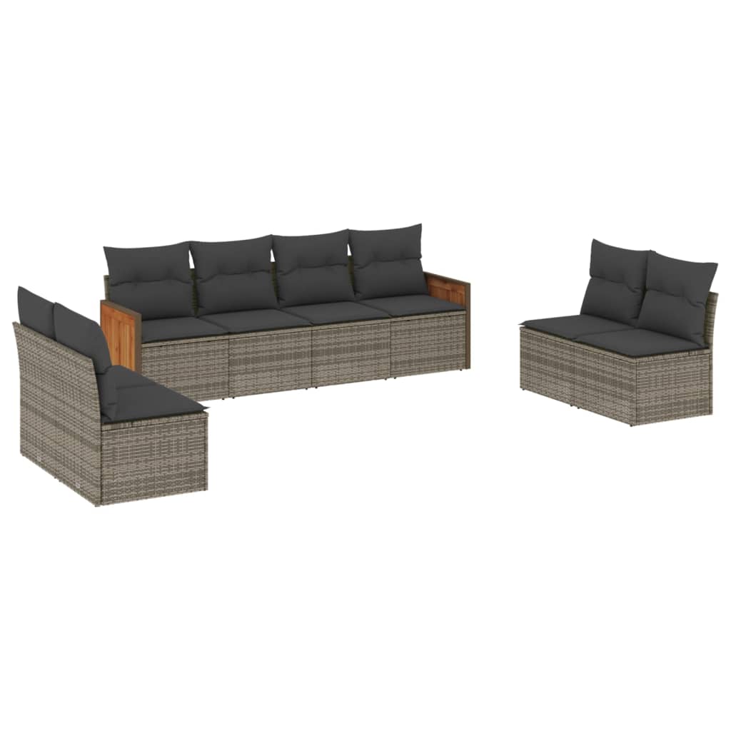8-delige Loungeset met kussens poly rattan grijs is nu te koop bij PeponiXL, paradijselijk wonen!