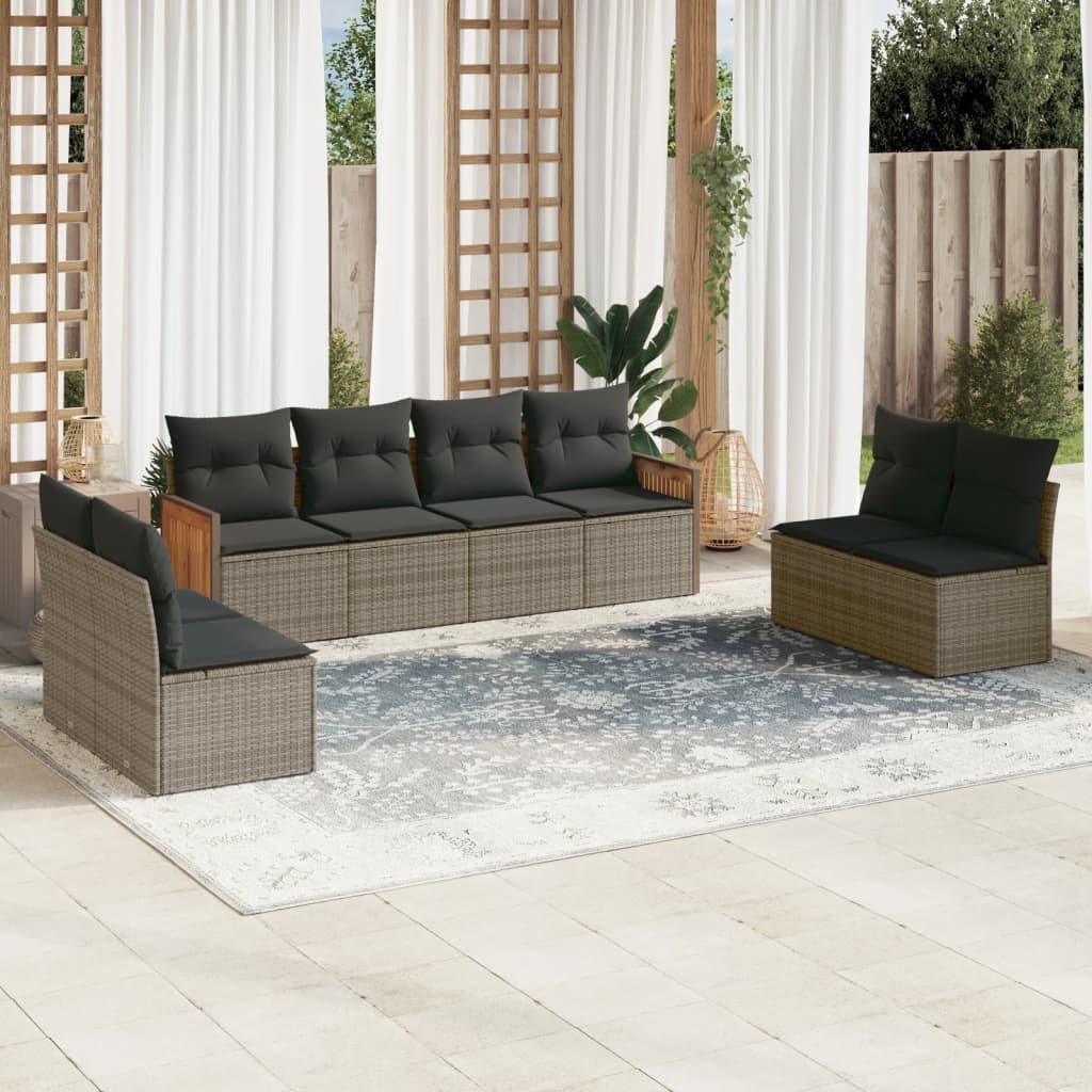 8-delige Loungeset met kussens poly rattan grijs is nu te koop bij PeponiXL, paradijselijk wonen!