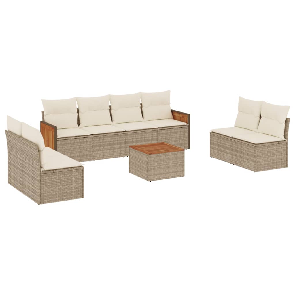 9-delige Loungeset met kussens poly rattan beige is nu te koop bij PeponiXL, paradijselijk wonen!