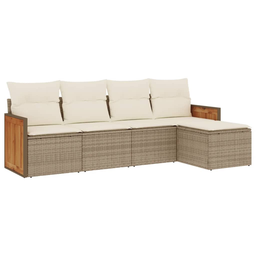 5-delige Loungeset met kussens poly rattan beige is nu te koop bij PeponiXL, paradijselijk wonen!