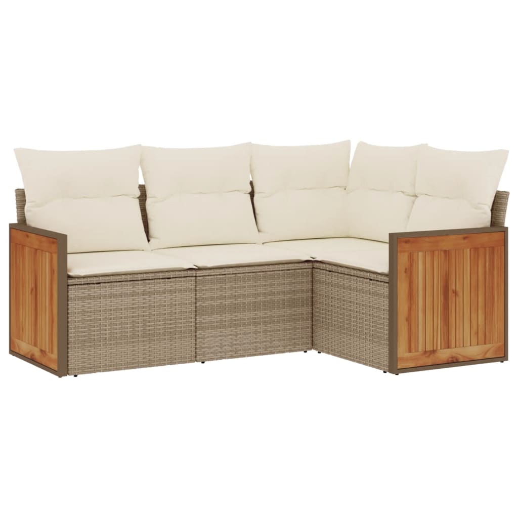 4-delige Loungeset met kussens poly rattan beige is nu te koop bij PeponiXL, paradijselijk wonen!