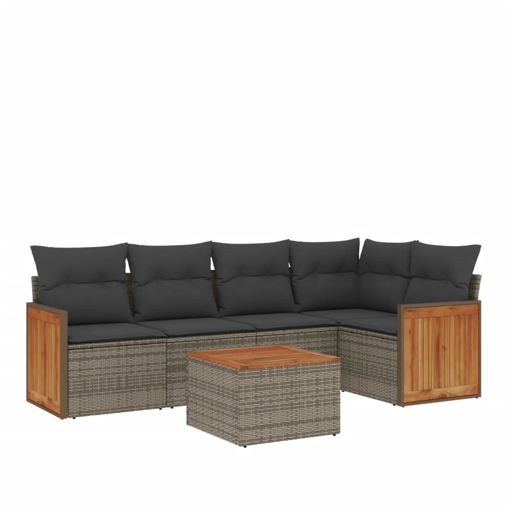 6-delige Loungeset met kussens poly rattan grijs is nu te koop bij PeponiXL, paradijselijk wonen!
