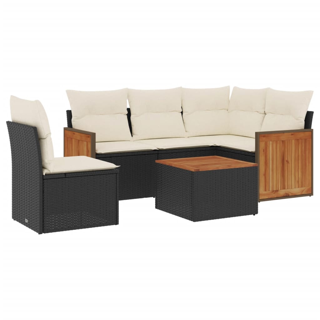 6-delige Loungeset met kussens poly rattan zwart is nu te koop bij PeponiXL, paradijselijk wonen!