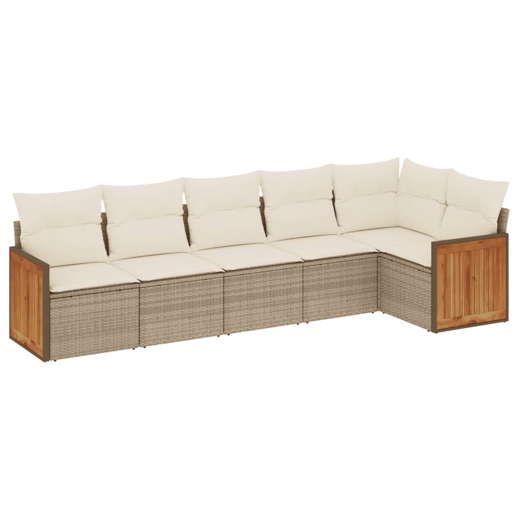 6-delige Loungeset met kussens poly rattan beige is nu te koop bij PeponiXL, paradijselijk wonen!