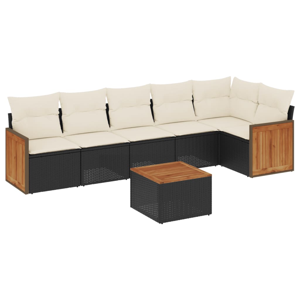 7-delige Loungeset met kussens poly rattan zwart is nu te koop bij PeponiXL, paradijselijk wonen!