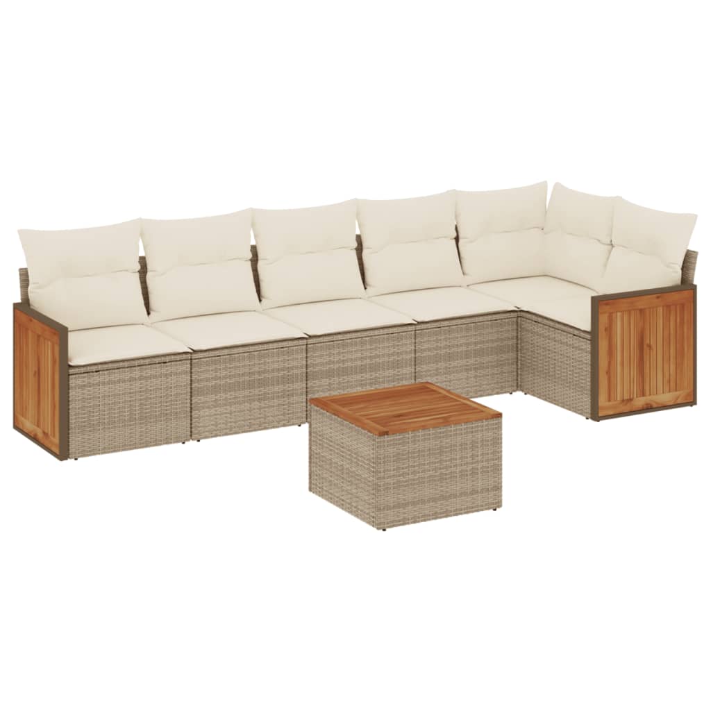 7-delige Loungeset met kussens poly rattan beige is nu te koop bij PeponiXL, paradijselijk wonen!