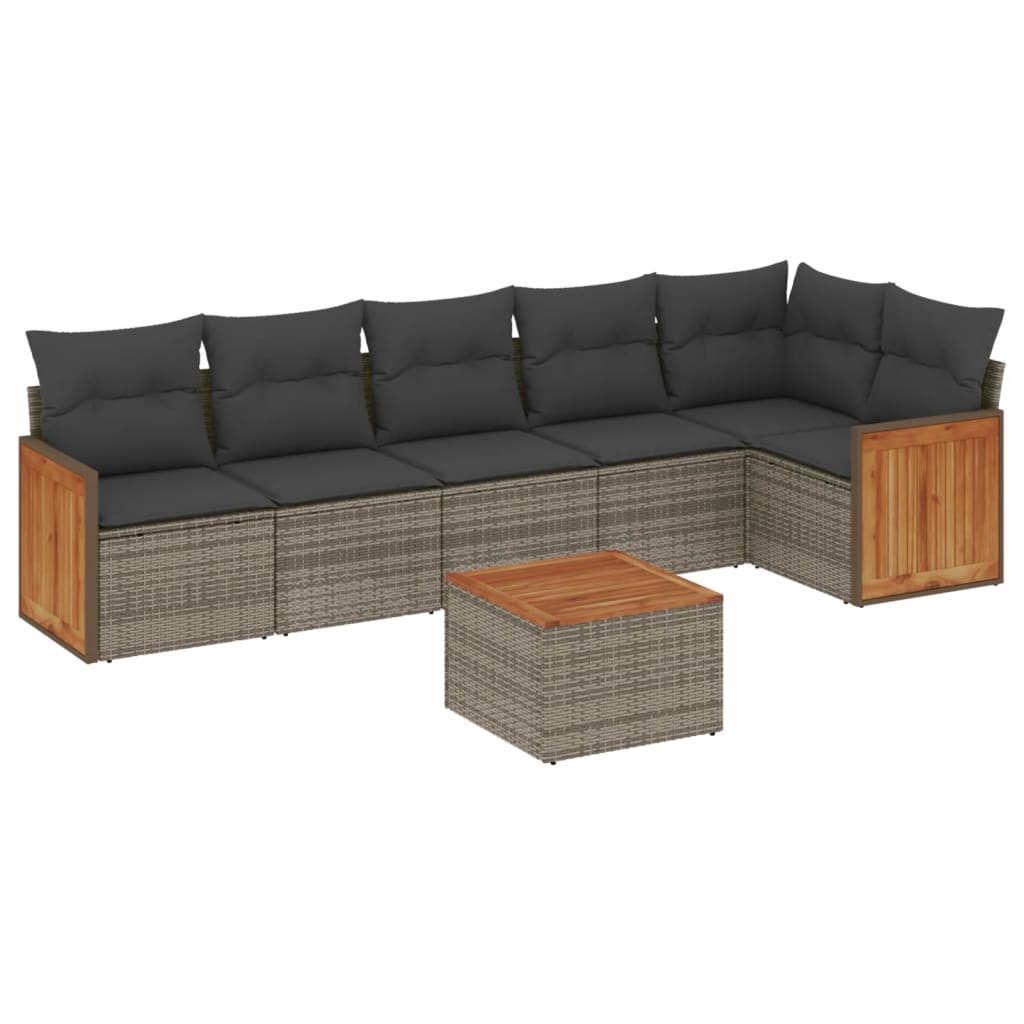 7-delige Loungeset met kussens poly rattan grijs is nu te koop bij PeponiXL, paradijselijk wonen!