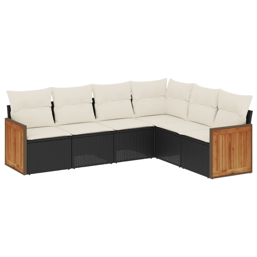 6-delige Loungeset met kussens poly rattan zwart is nu te koop bij PeponiXL, paradijselijk wonen!