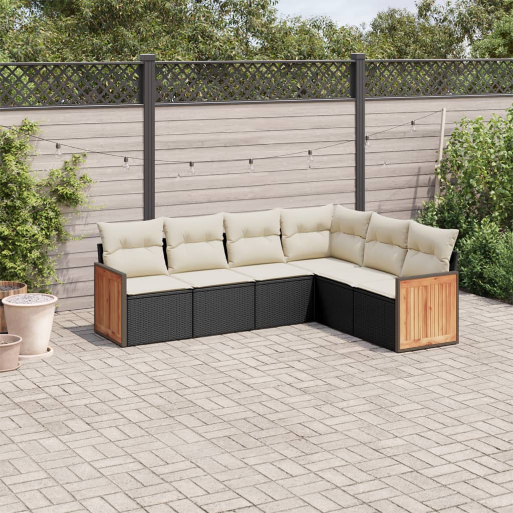 6-delige Loungeset met kussens poly rattan zwart is nu te koop bij PeponiXL, paradijselijk wonen!