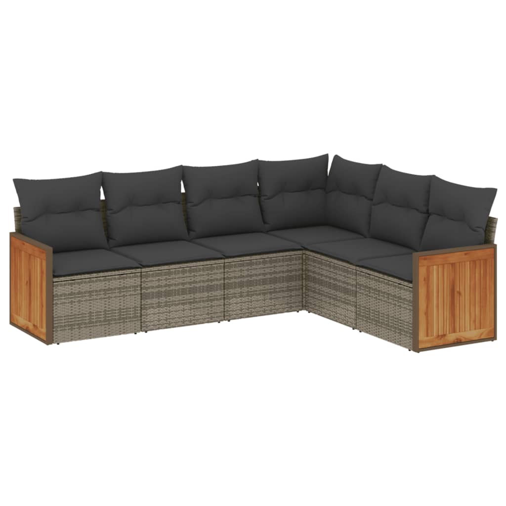 6-delige Loungeset met kussens poly rattan grijs is nu te koop bij PeponiXL, paradijselijk wonen!