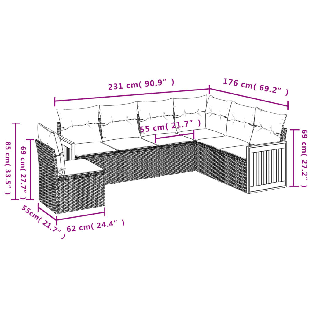 6-delige Loungeset met kussens poly rattan beige is nu te koop bij PeponiXL, paradijselijk wonen!