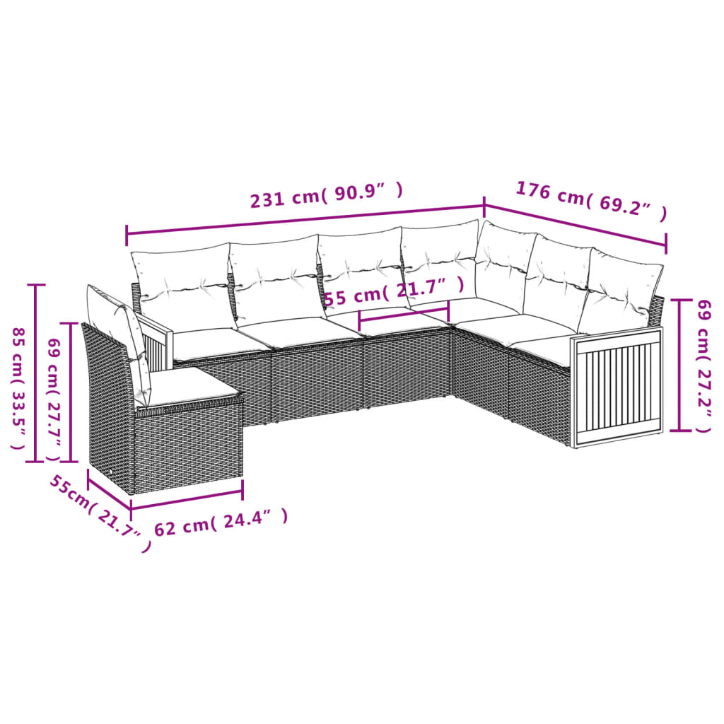 6-delige Loungeset met kussens poly rattan beige is nu te koop bij PeponiXL, paradijselijk wonen!