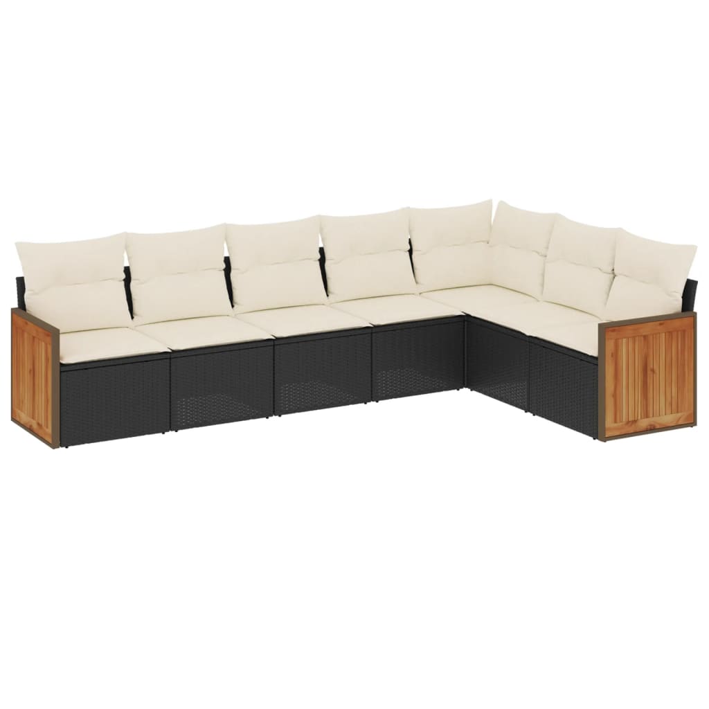 7-delige Loungeset met kussens poly rattan zwart is nu te koop bij PeponiXL, paradijselijk wonen!