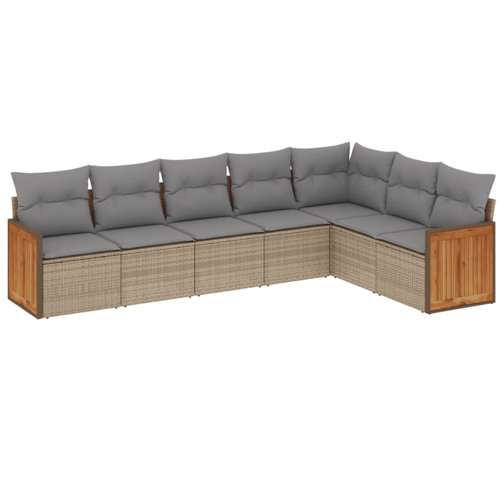 7-delige Loungeset met kussens poly rattan beige is nu te koop bij PeponiXL, paradijselijk wonen!