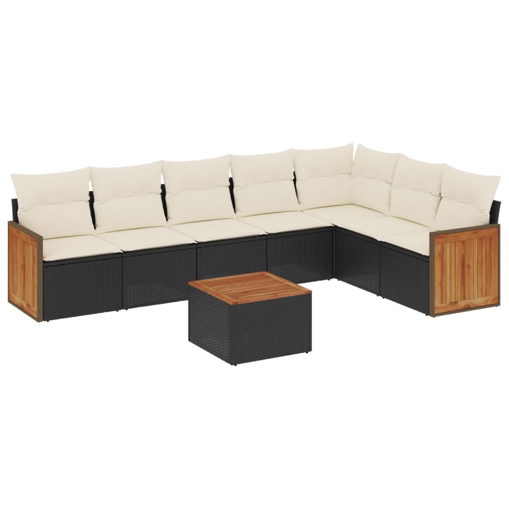 8-delige Loungeset met kussens poly rattan zwart is nu te koop bij PeponiXL, paradijselijk wonen!