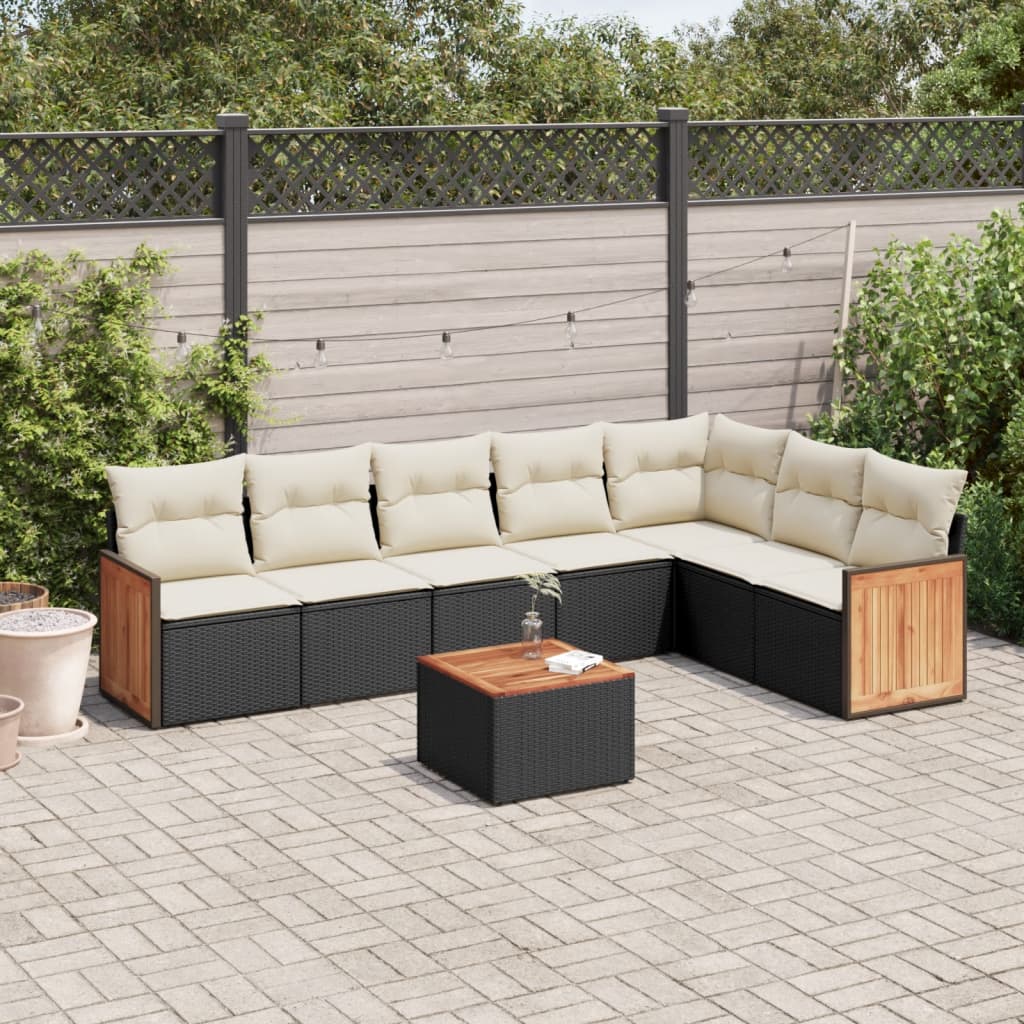 8-delige Loungeset met kussens poly rattan zwart is nu te koop bij PeponiXL, paradijselijk wonen!