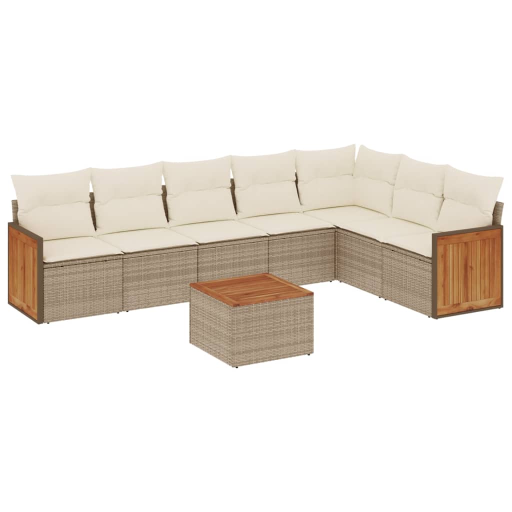 8-delige Loungeset met kussens poly rattan beige is nu te koop bij PeponiXL, paradijselijk wonen!