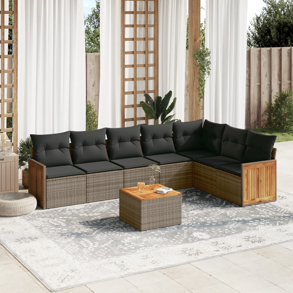 8-delige Loungeset met kussens poly rattan grijs is nu te koop bij PeponiXL, paradijselijk wonen!