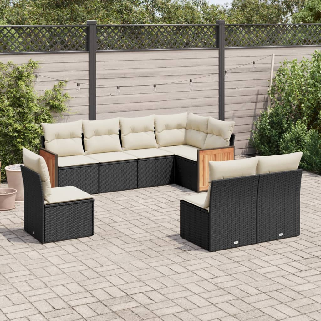 8-delige Loungeset met kussens poly rattan zwart is nu te koop bij PeponiXL, paradijselijk wonen!
