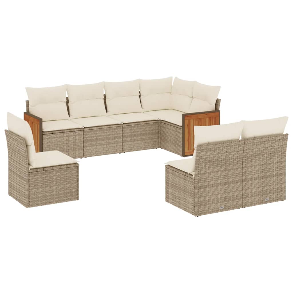 8-delige Loungeset met kussens poly rattan beige is nu te koop bij PeponiXL, paradijselijk wonen!
