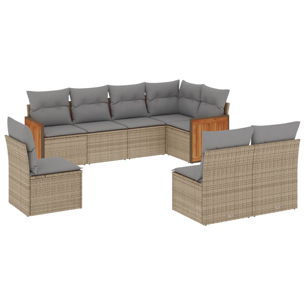 8-delige Loungeset met kussens poly rattan beige is nu te koop bij PeponiXL, paradijselijk wonen!