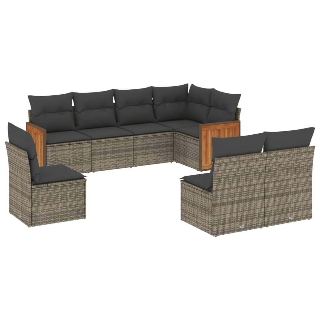 8-delige Loungeset met kussens poly rattan grijs is nu te koop bij PeponiXL, paradijselijk wonen!