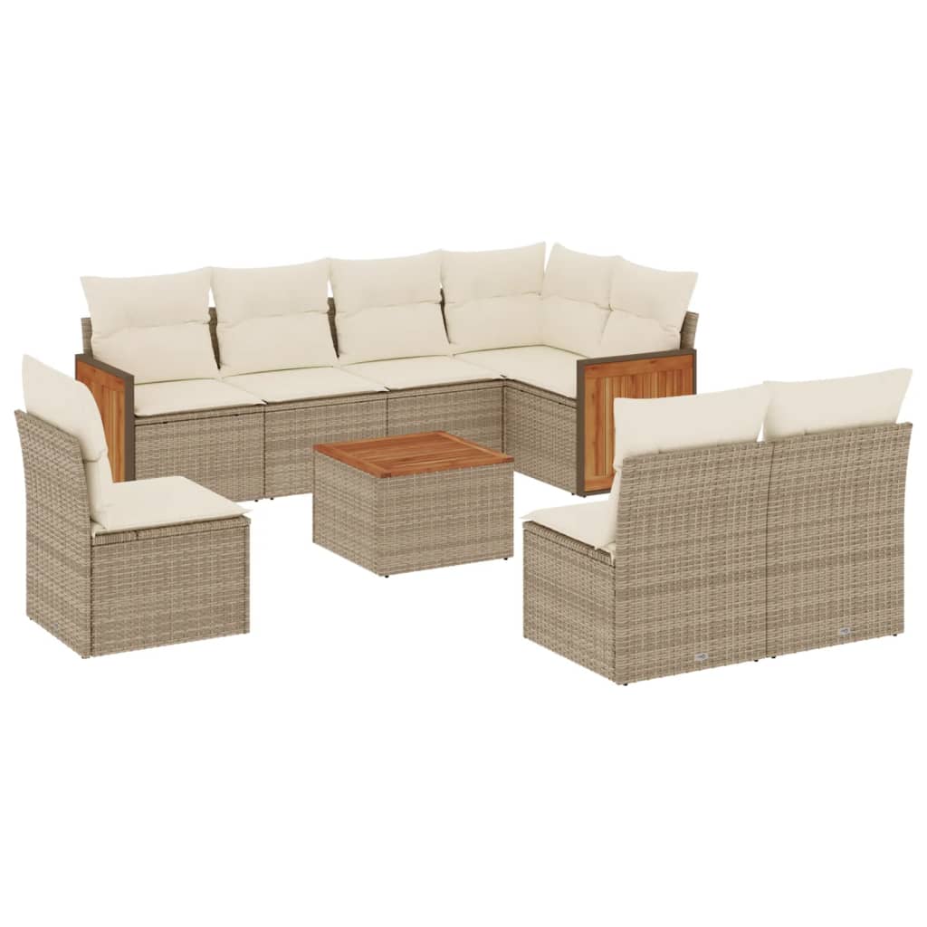 9-delige Loungeset met kussens poly rattan beige is nu te koop bij PeponiXL, paradijselijk wonen!
