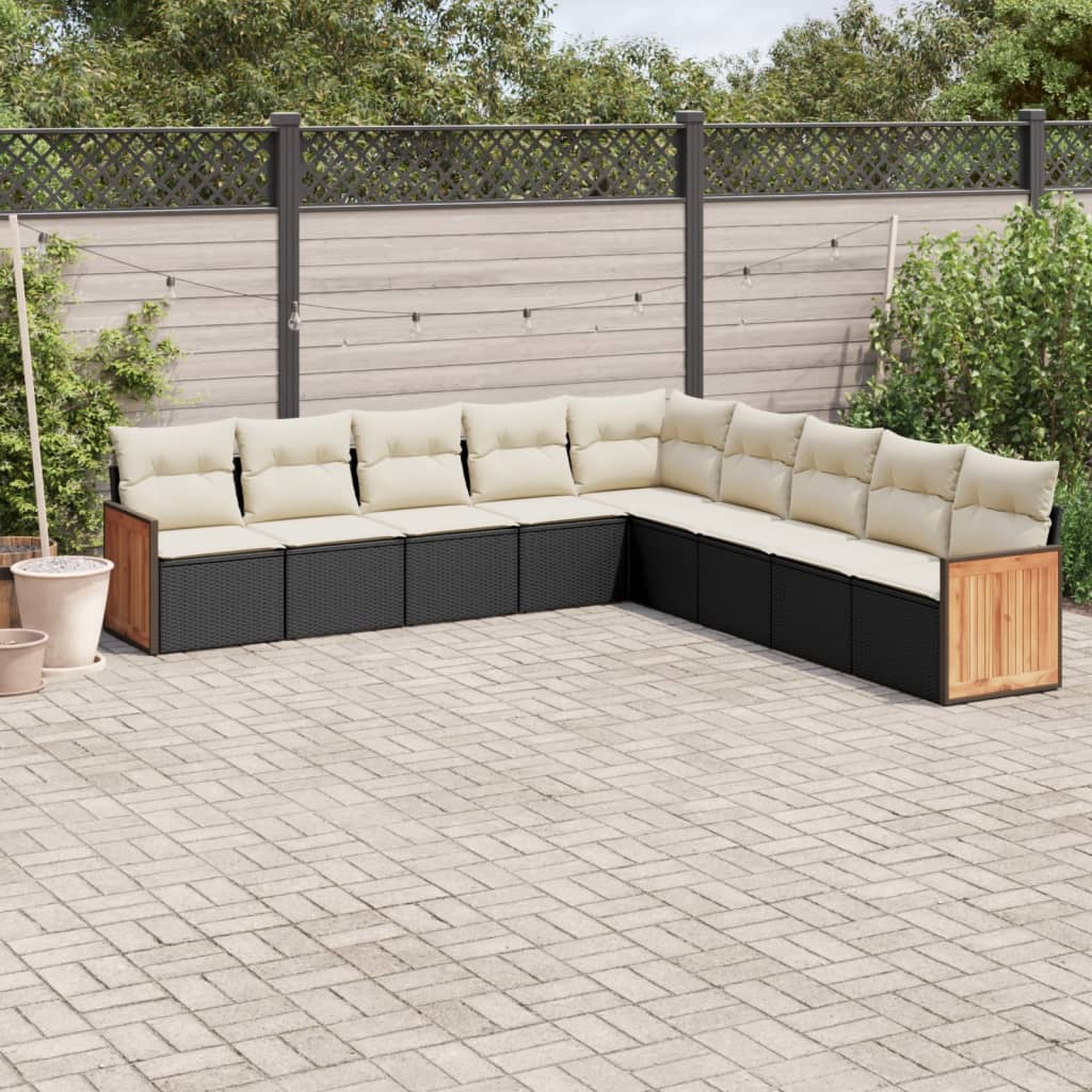 9-delige Loungeset met kussens poly rattan zwart is nu te koop bij PeponiXL, paradijselijk wonen!