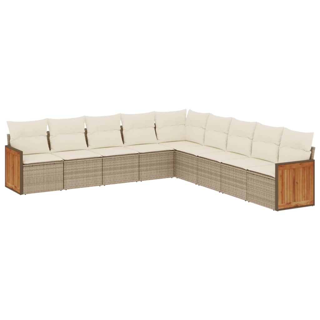 9-delige Loungeset met kussens poly rattan beige is nu te koop bij PeponiXL, paradijselijk wonen!