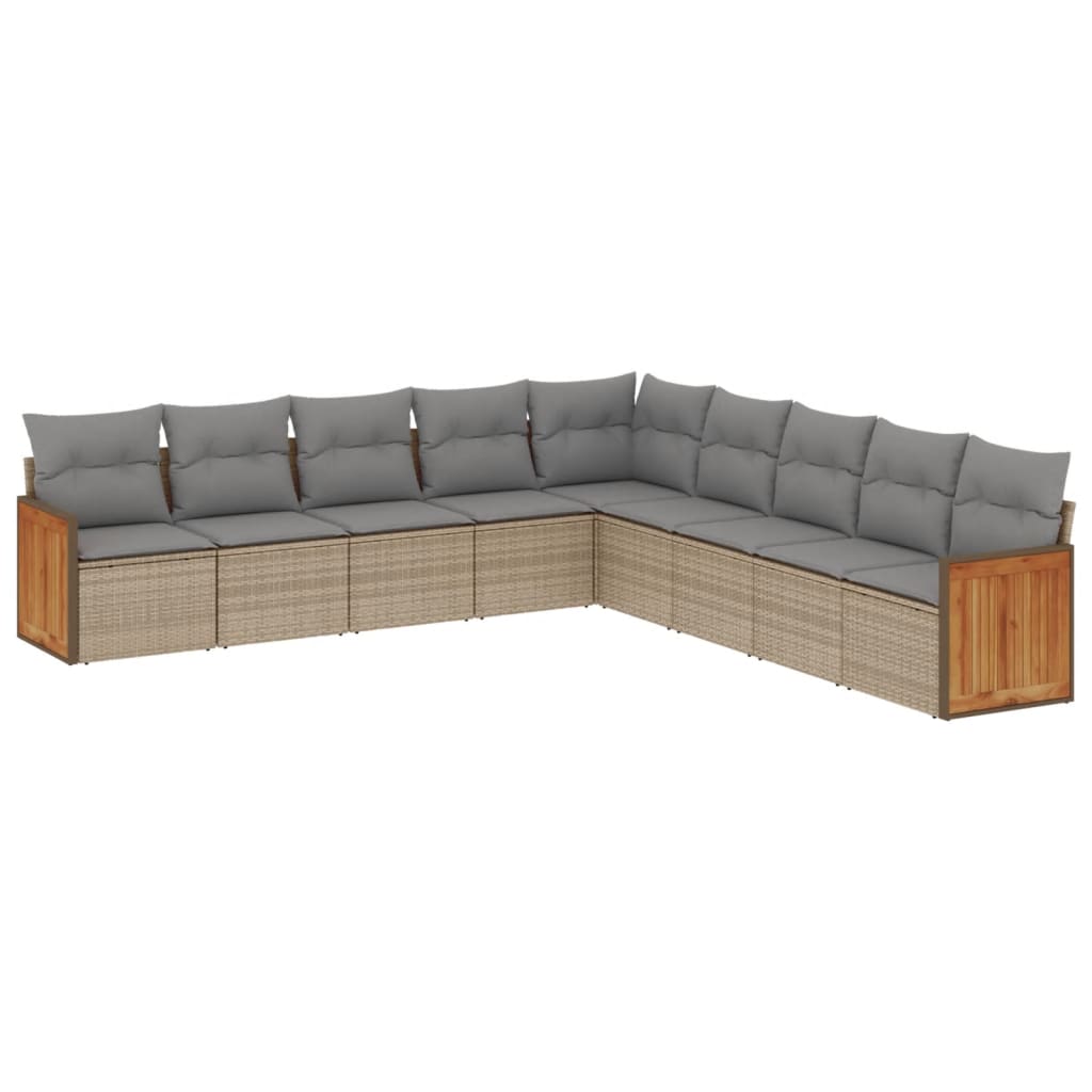 9-delige Loungeset met kussens poly rattan beige is nu te koop bij PeponiXL, paradijselijk wonen!