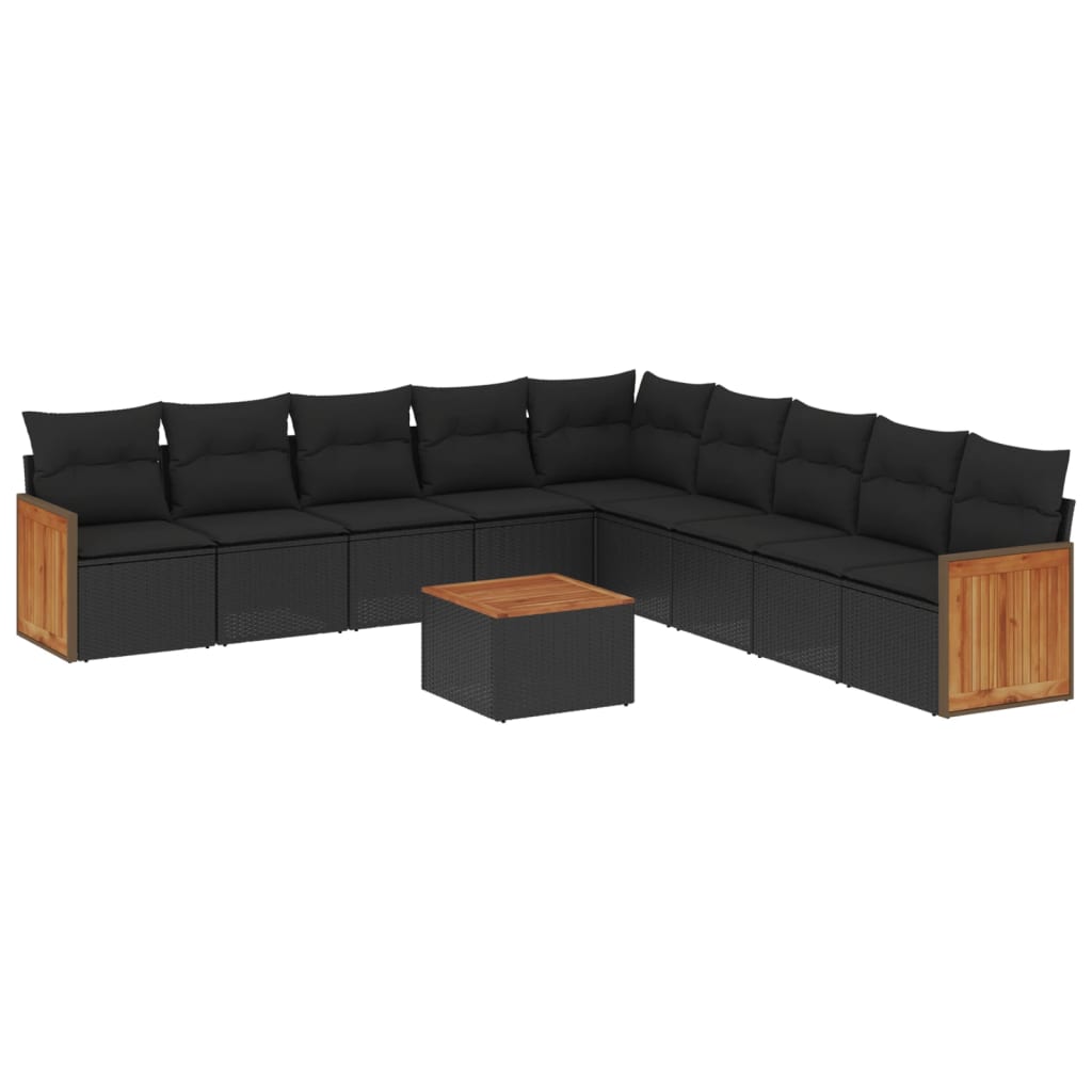 10-delige Loungeset met kussens poly rattan zwart is nu te koop bij PeponiXL, paradijselijk wonen!