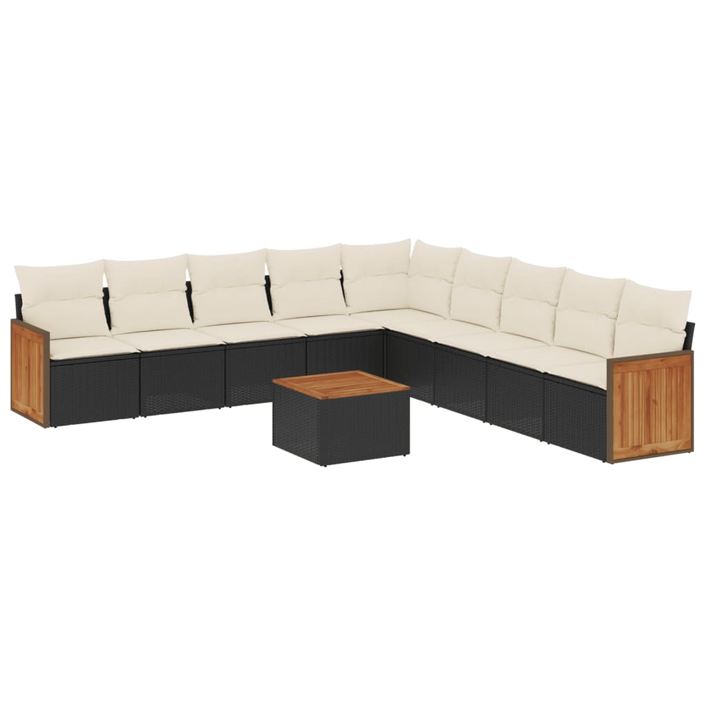10-delige Loungeset met kussens poly rattan zwart is nu te koop bij PeponiXL, paradijselijk wonen!