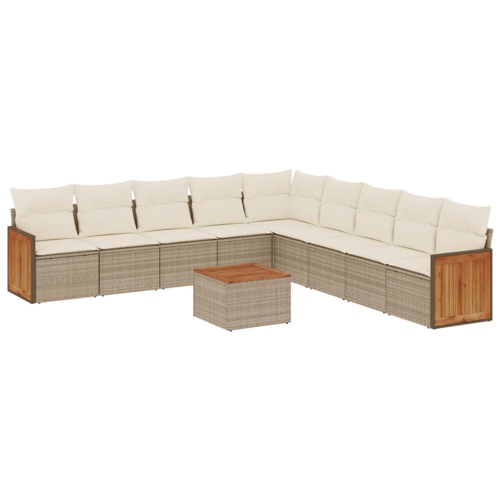 10-delige Loungeset met kussens poly rattan beige is nu te koop bij PeponiXL, paradijselijk wonen!