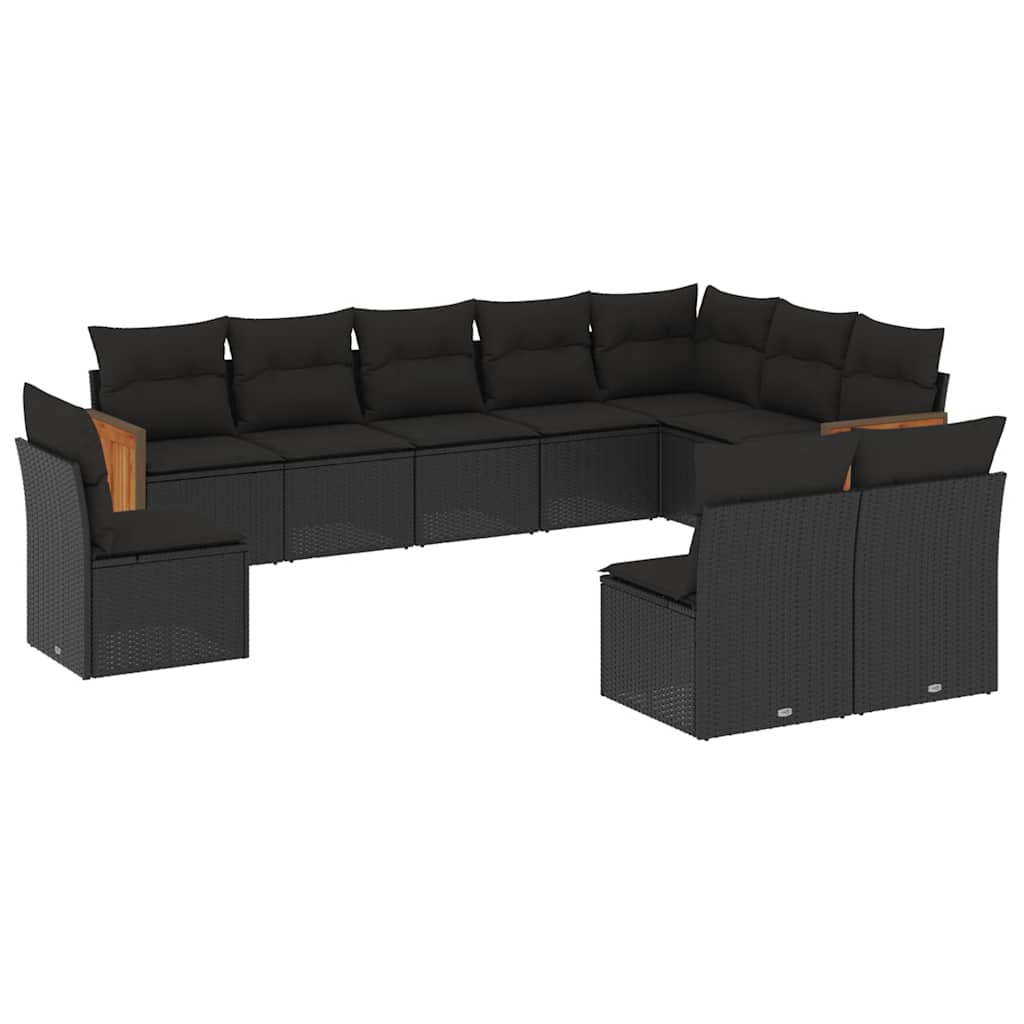 10-delige Loungeset met kussens poly rattan zwart is nu te koop bij PeponiXL, paradijselijk wonen!