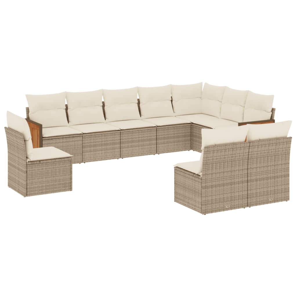 10-delige Loungeset met kussens poly rattan beige is nu te koop bij PeponiXL, paradijselijk wonen!