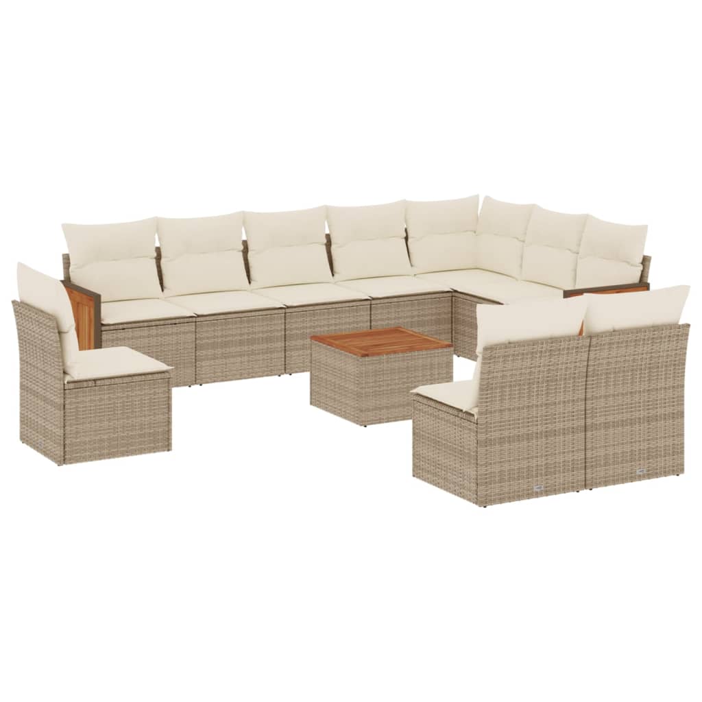 11-delige Tuinset met kussens poly rattan beige is nu te koop bij PeponiXL, paradijselijk wonen!