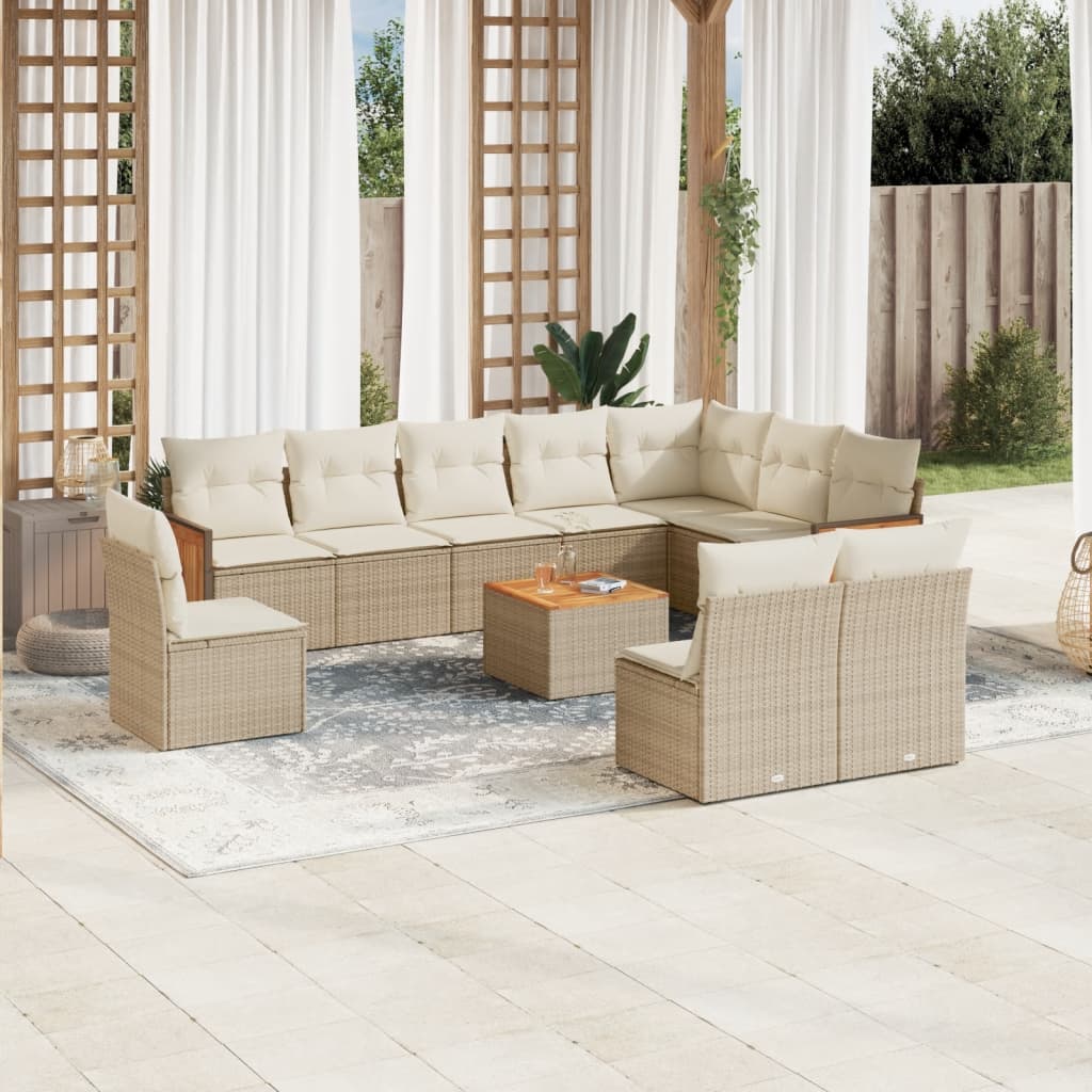 11-delige Tuinset met kussens poly rattan beige is nu te koop bij PeponiXL, paradijselijk wonen!