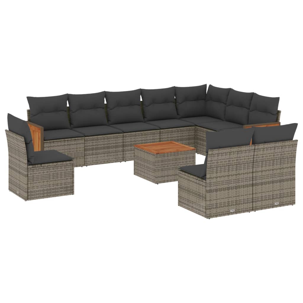 11-delige Loungeset met kussens poly rattan grijs is nu te koop bij PeponiXL, paradijselijk wonen!