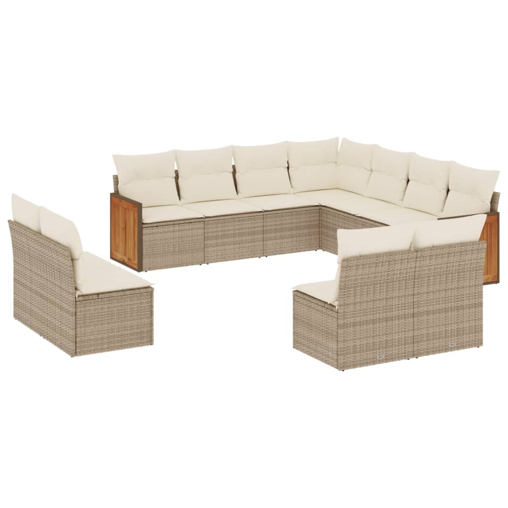 11-delige Tuinset met kussens poly rattan beige is nu te koop bij PeponiXL, paradijselijk wonen!